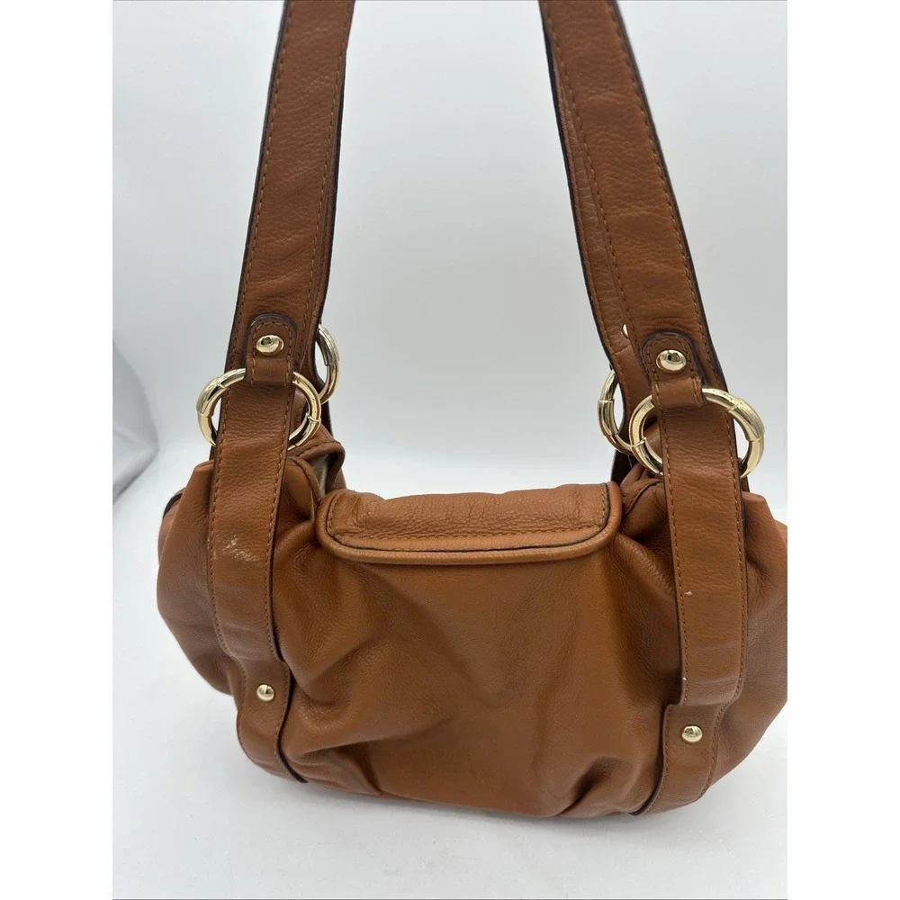 Michael Kors Fulton‎ Leather Hobo Shoulder Bag Pebbled Brown 15x11